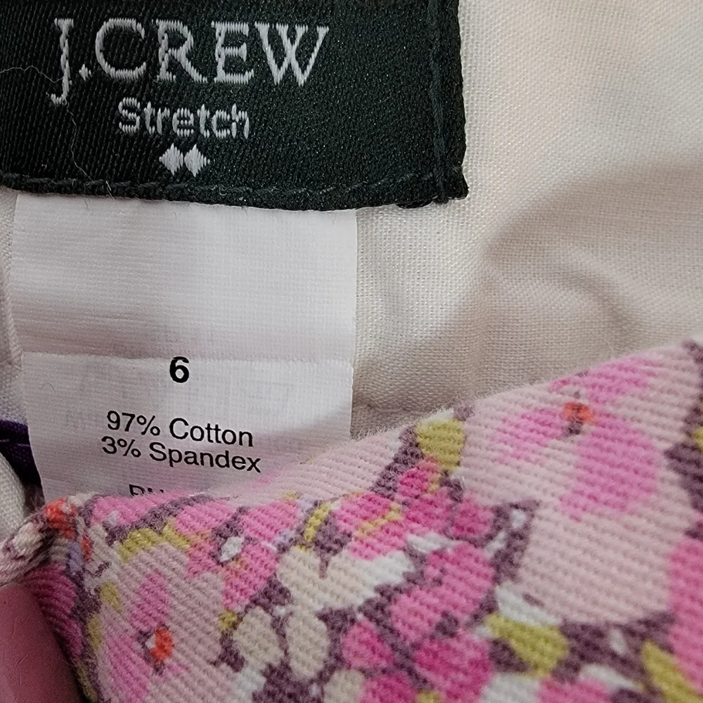 J.Crew Stretch Pink Floral Shorts Side zipper Women's size 6 - Picture 2 of 7